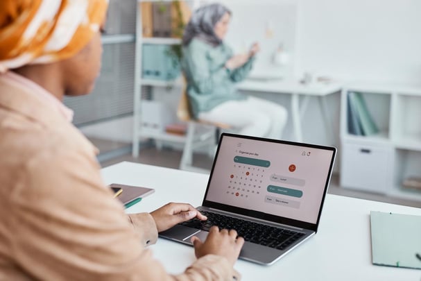 woman working on her laptop