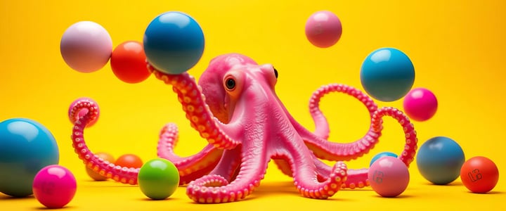octopus juggling multiple balls