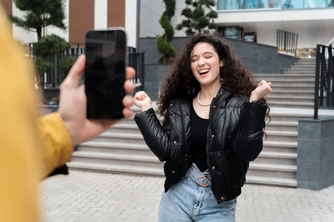 A person recording blogger influencer