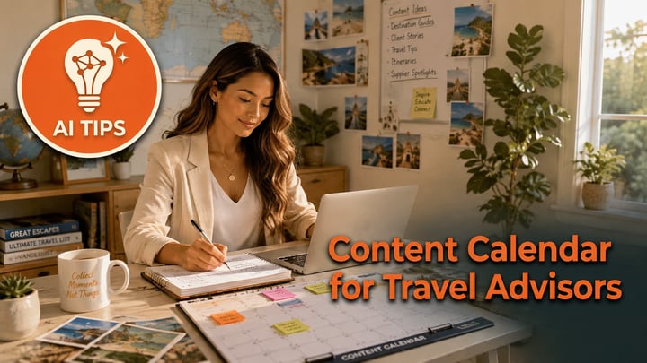 woman at desk with laptop working on content planning