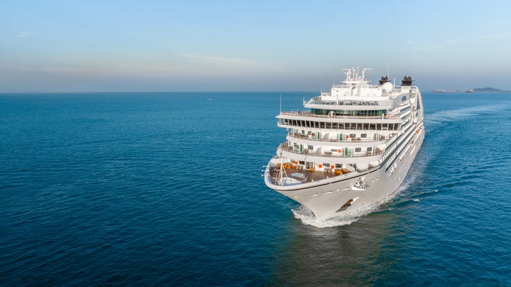 beautiful white cruise ship above luxury cruise in the ocean