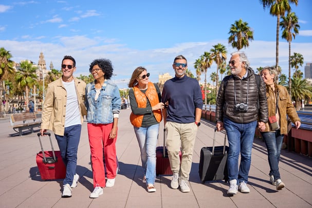 Group of people on a boardwalk