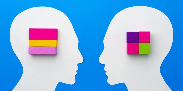 Post-it notes inside outline of a head