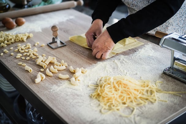 Woman prepare fresh ravioli