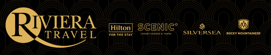 Luxe Symposium event sponsor banner including Riviera Travel and additional supplier partners