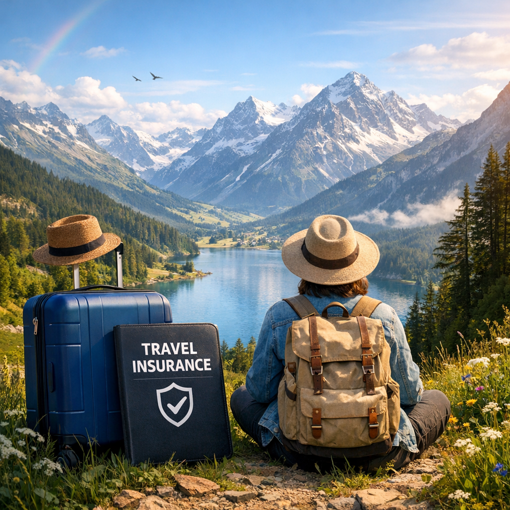Peaceful Traveler at Scenic Mountain Landscape